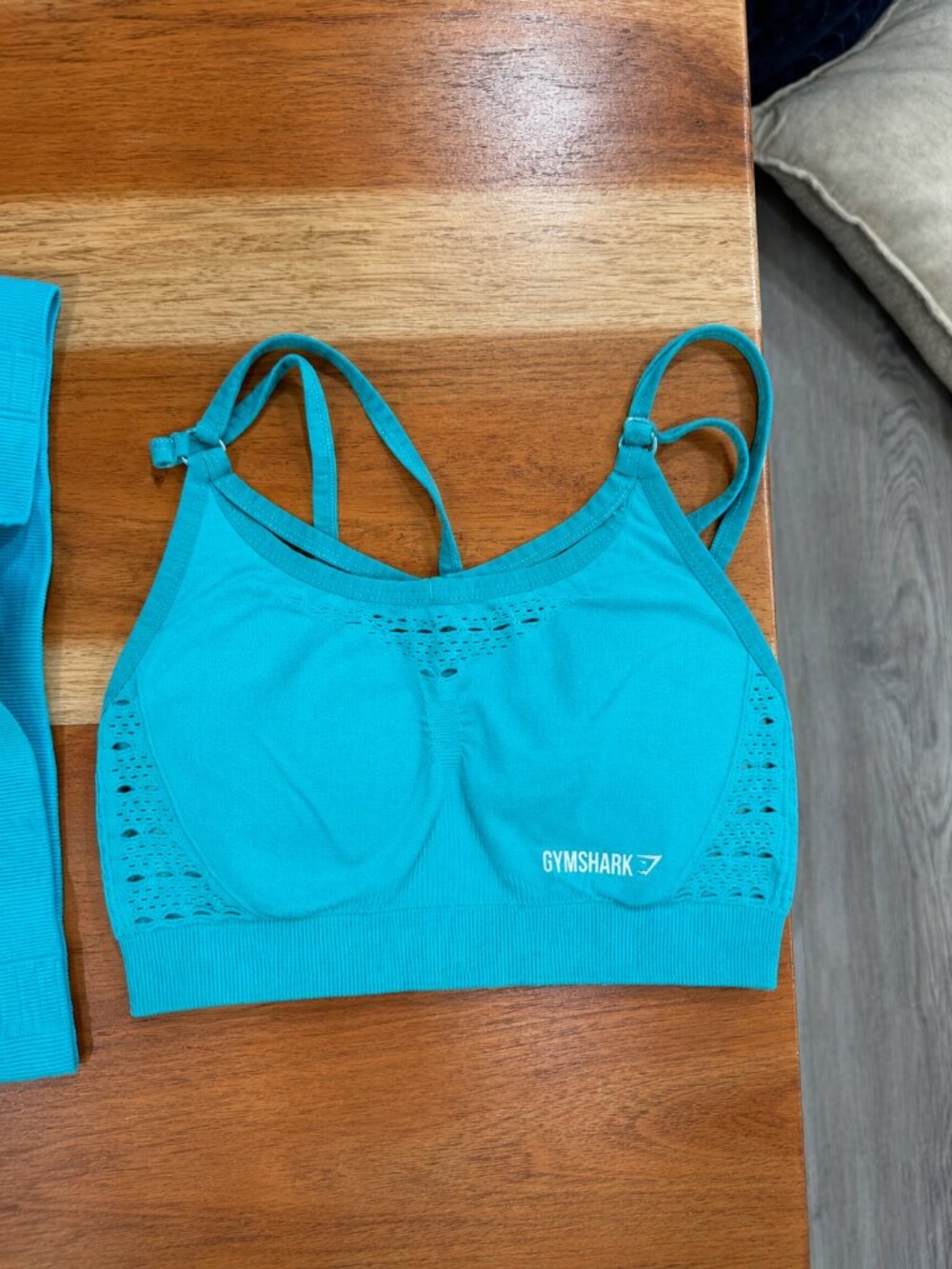 Gymshark Teal Seamless Matching Set | Sports Bra & Leggings | Size Small - Picture 3 of 5